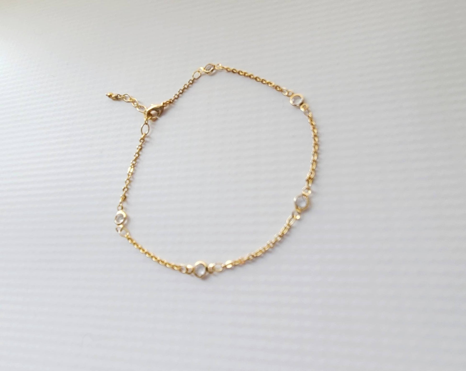 Crystal stations Gold adjustable Anklet, 9 inches with 2 inches extender