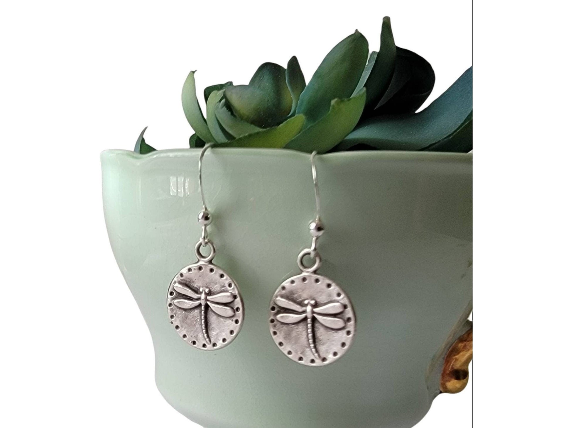Dragonfly earrings, silver dragon flies