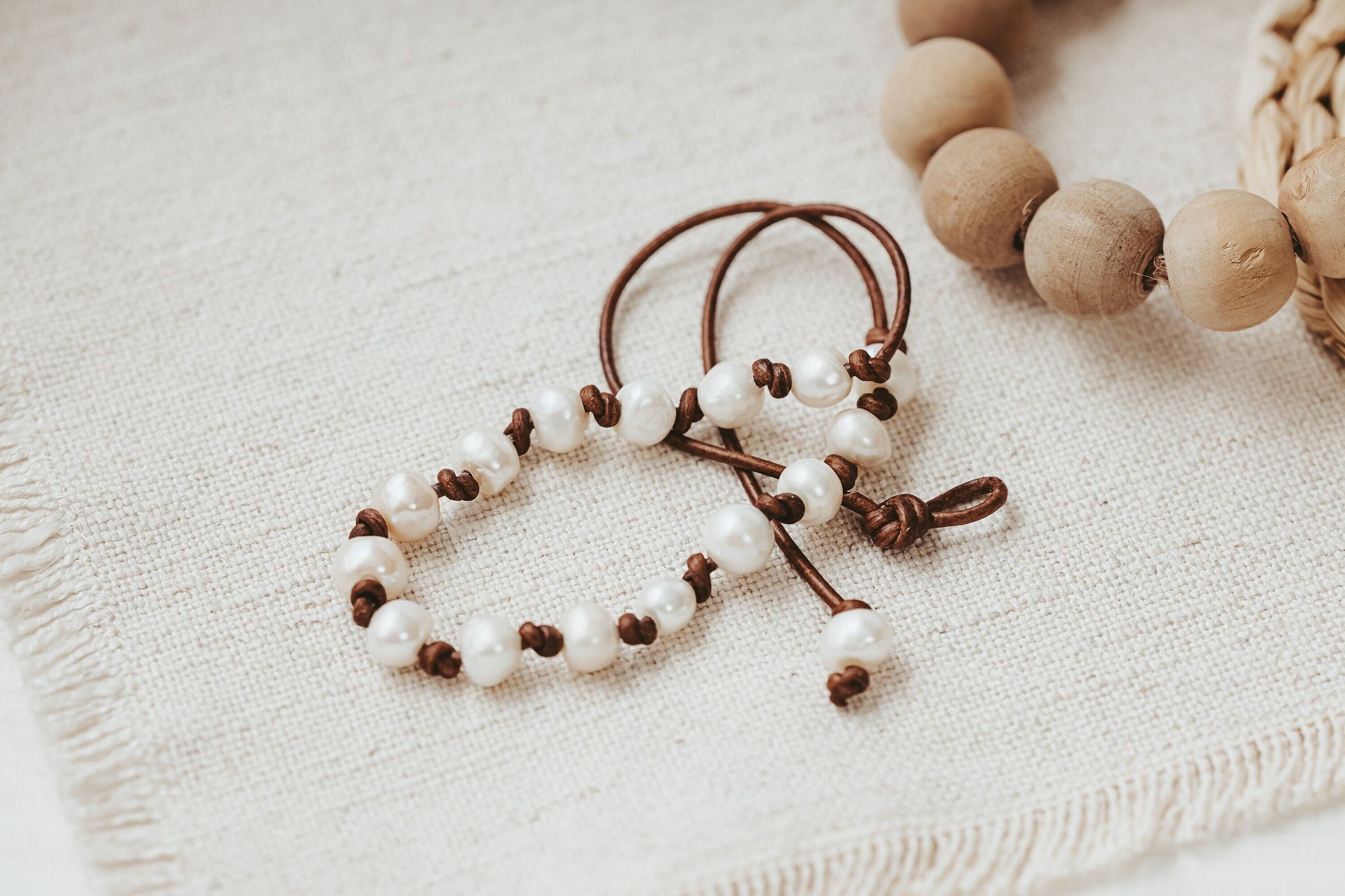 Mother's day gift to represent each child, Pearl Leather Necklace, 3rd Anniversary gift of leather, June Birthstone, add a pearl necklace