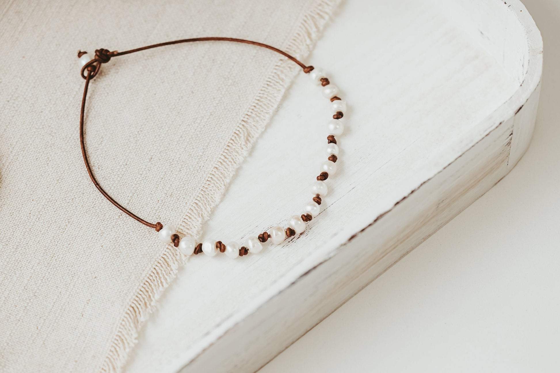 Mother&#39;s day gift to represent each child, Pearl Leather Necklace, 3rd Anniversary gift of leather, June Birthstone, add a pearl necklace