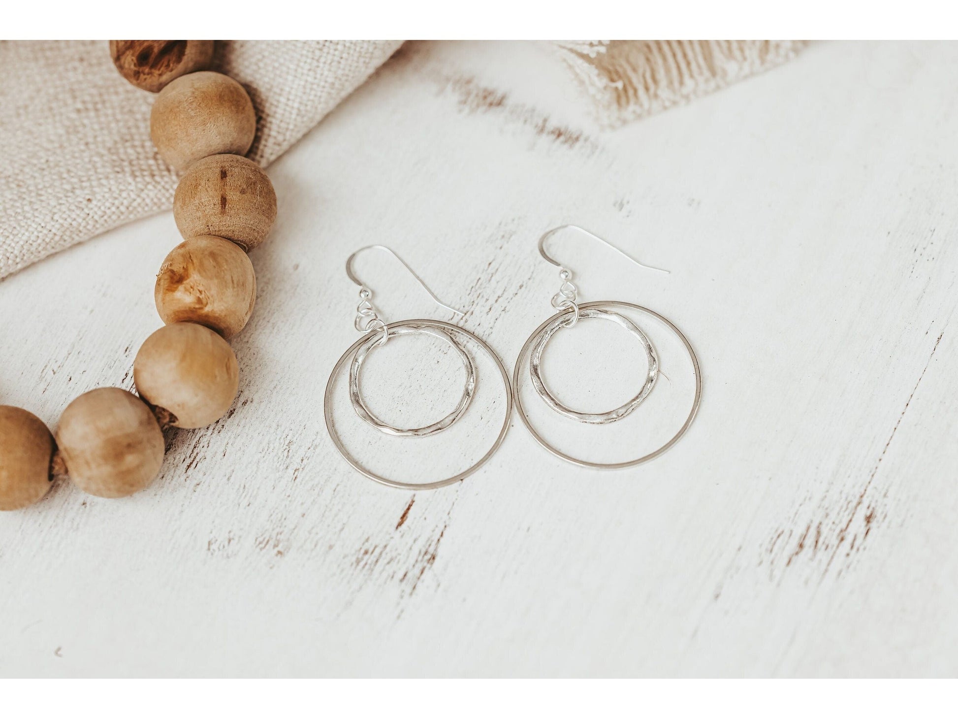 Double Hoop Silver Earrings, Light and Airy earring,