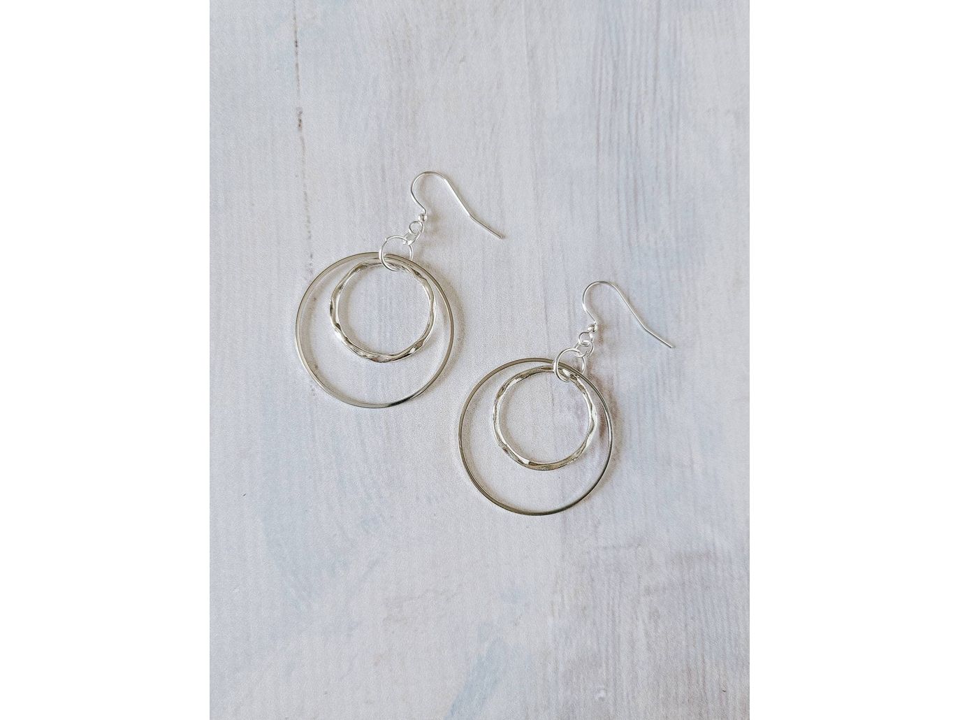 Double Hoop Silver Earrings, Light and Airy earring,