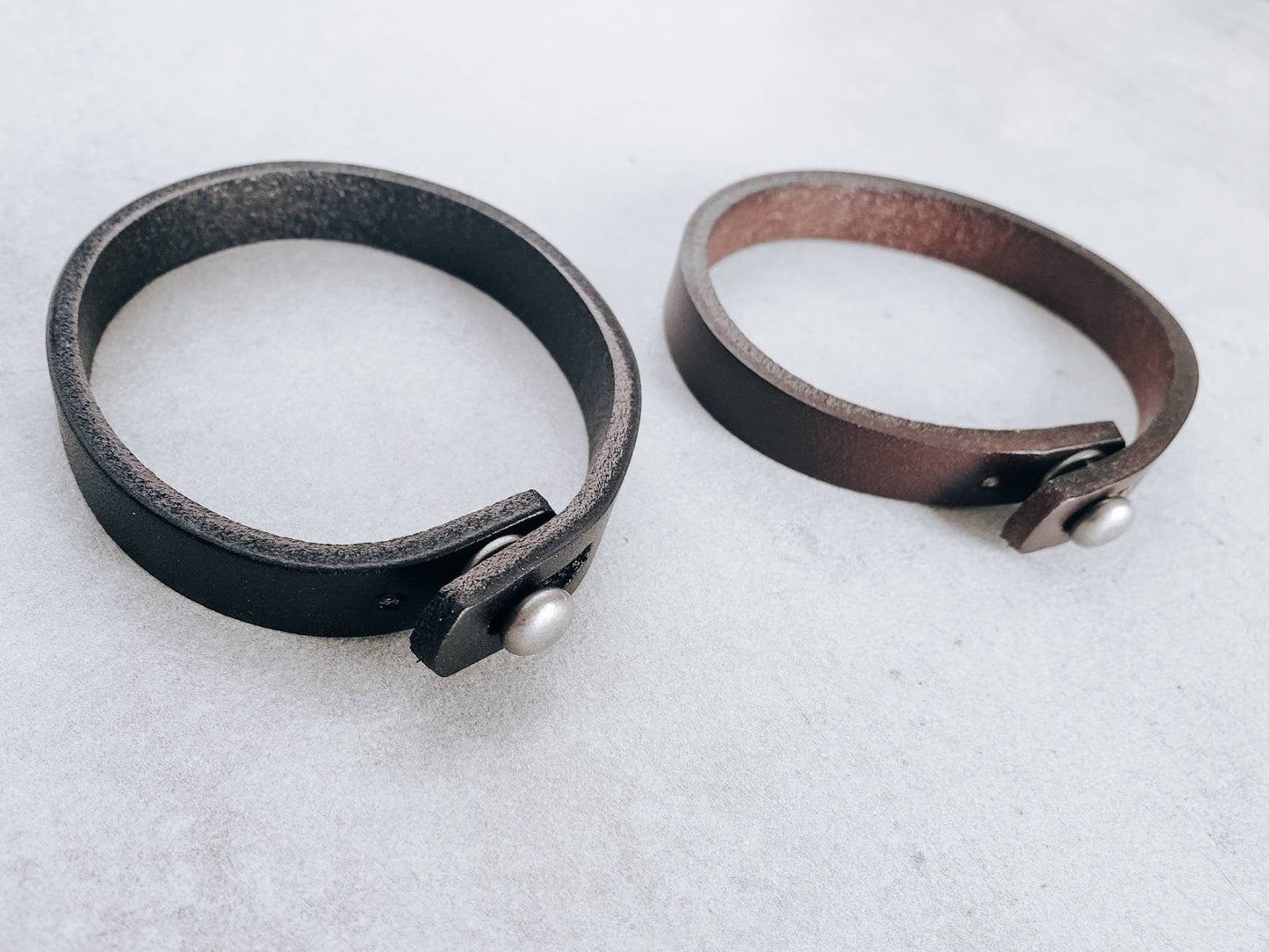 Leather Cuff Bracelet, Unisex Adjustable Men's or Women's Leather Bracelet,