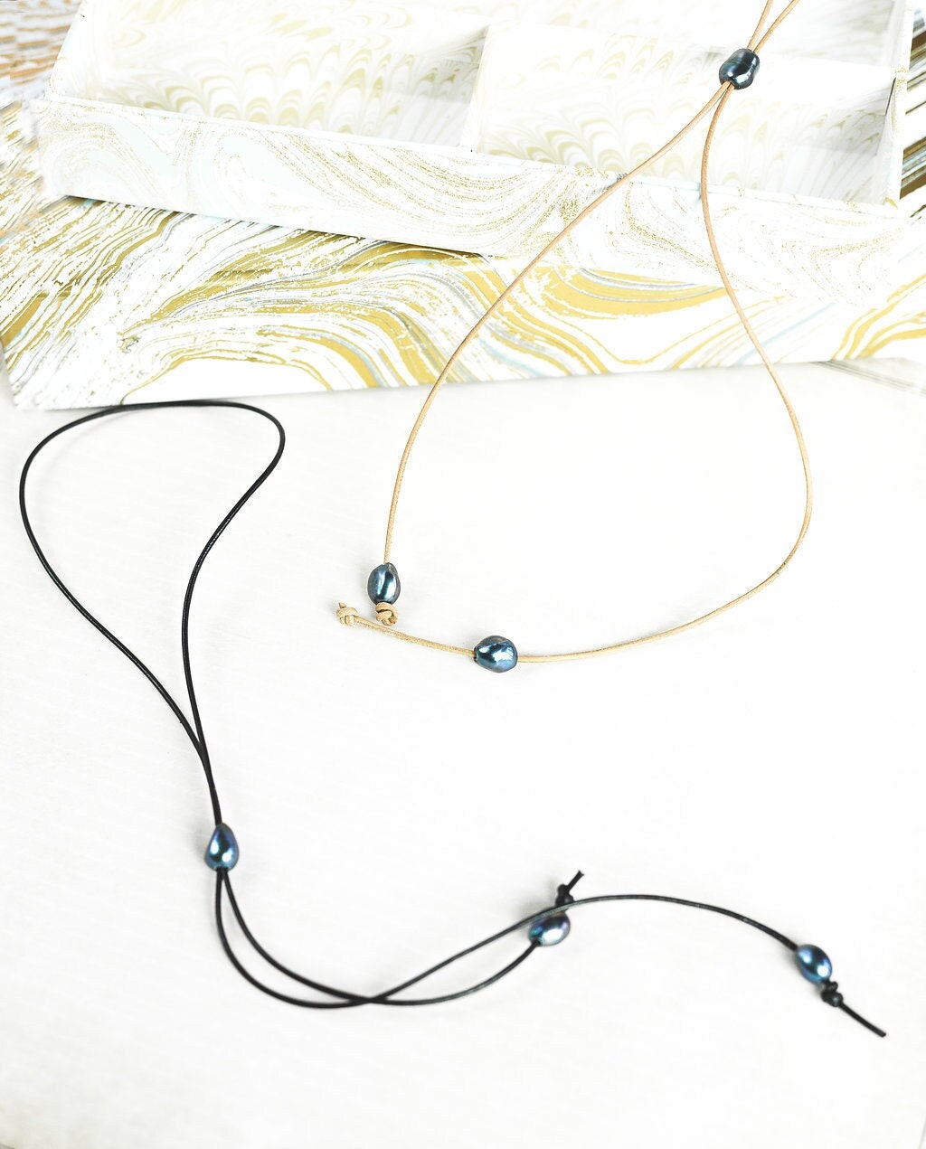 Leather Pearl Lariat Necklace, June Pearl Birthstone, Mother&#39;s day Gift for Her Under 40.00,