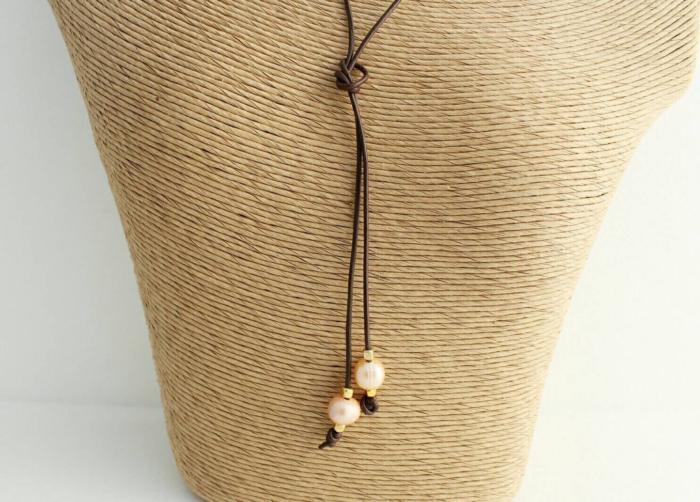 Pearl leather wrap necklace or bracelet, Coastal Grandmother Bohemian Lariat jewelry