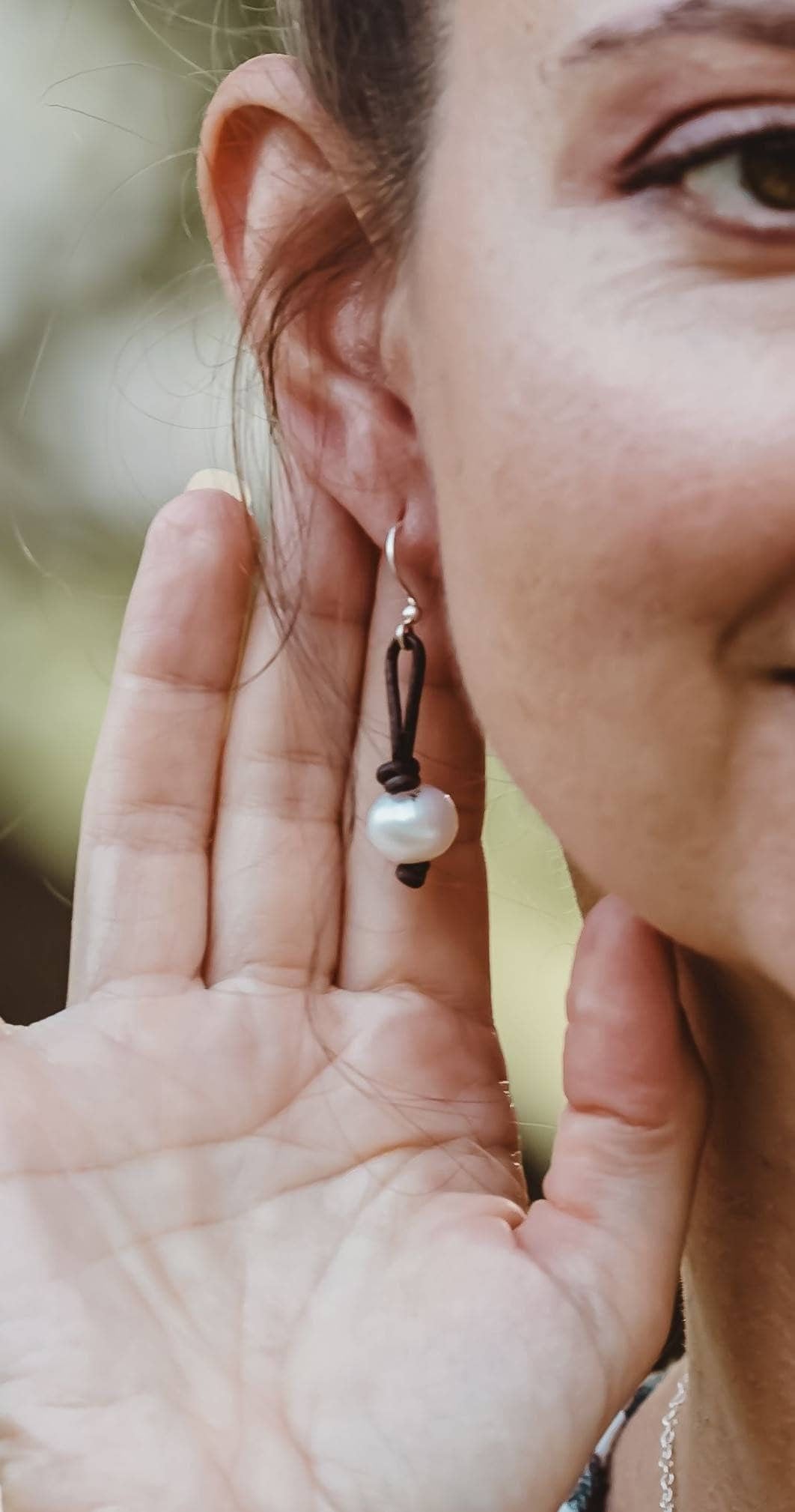 Pearl Leather Earrings, Casual Boho Chic earrings