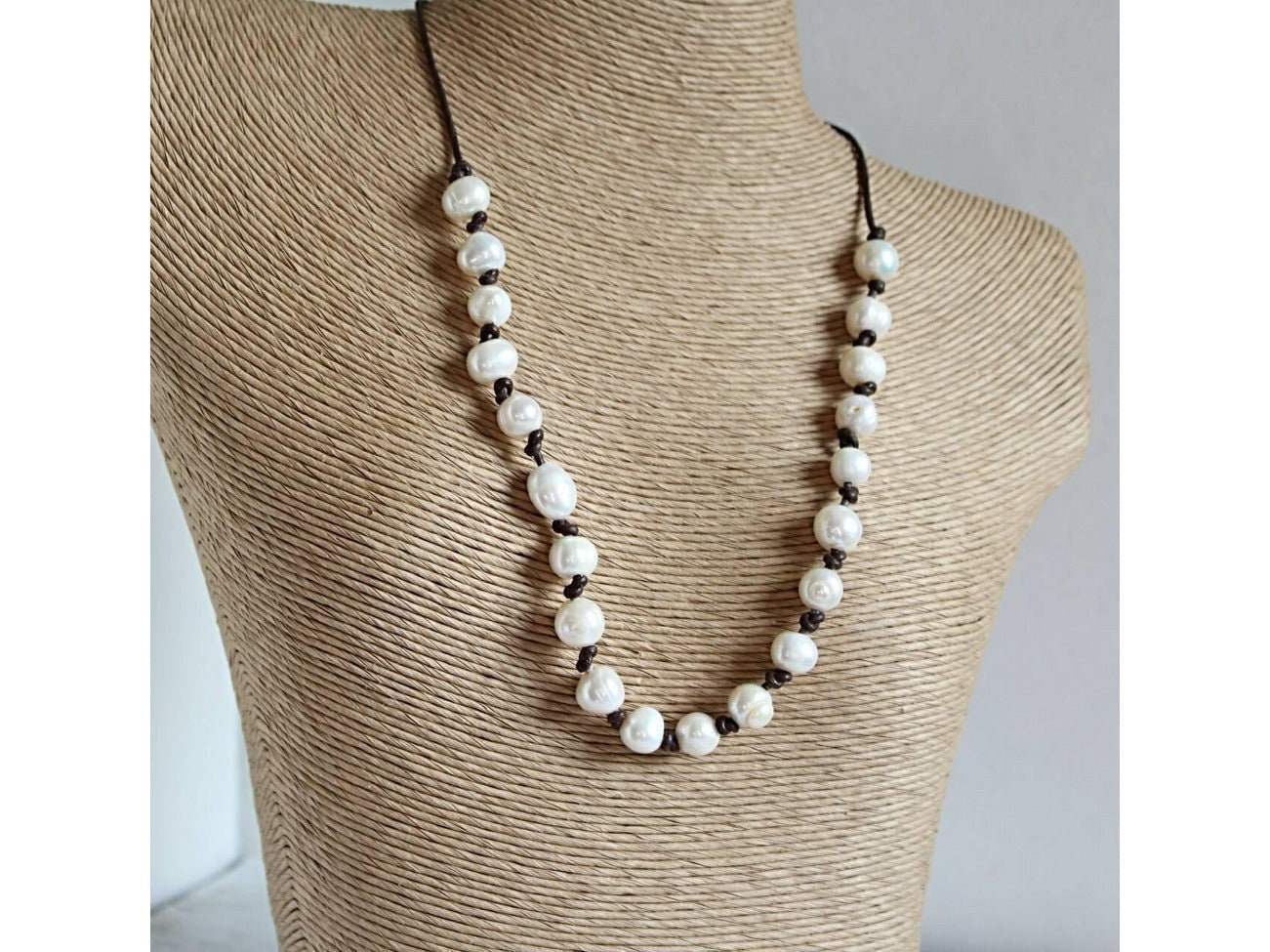 Pearl leather necklace / 3rd third Anniversary leather - June Pearl Graduation Gift,