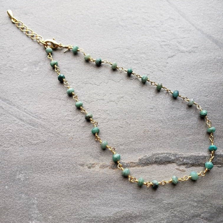 Gemstone Station Anklet, Stacking Ankle Bracelet,