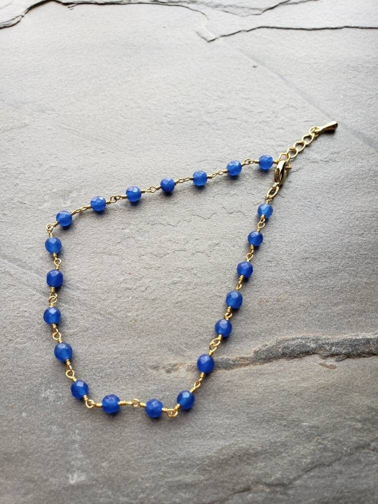 Gemstone Station Anklet, Stacking Ankle Bracelet,