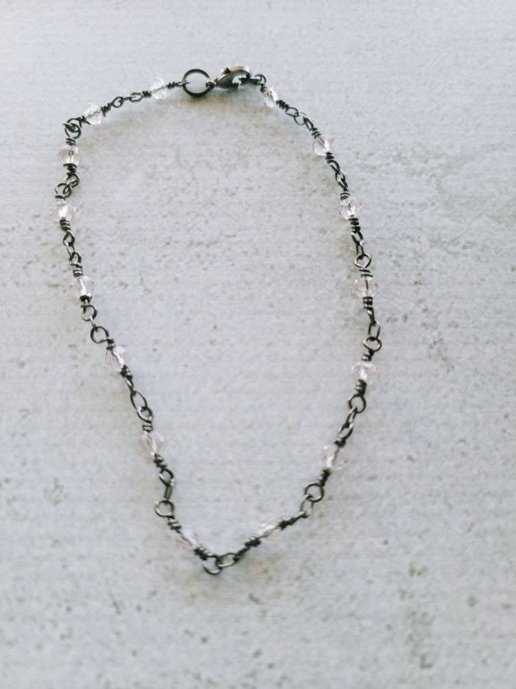 Gemstone Station Anklet, Stacking Ankle Bracelet,