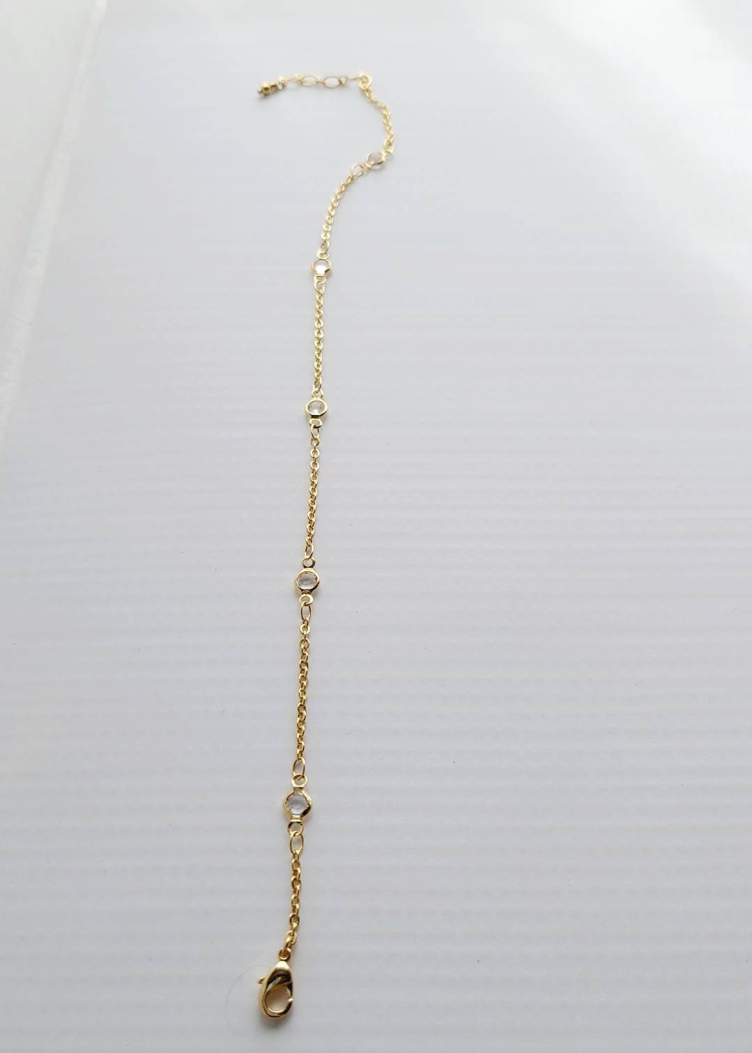 Crystal stations Gold adjustable Anklet, 9 inches with 2 inches extender