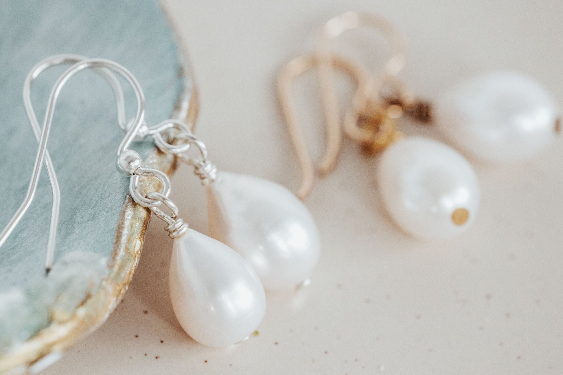 Pearl Tear drop earrings, Gift for Mother&#39;s Day