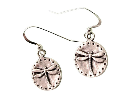 Dragonfly earrings, Minimalist Small Dragon fly earrings. Sterling Silver petite earring