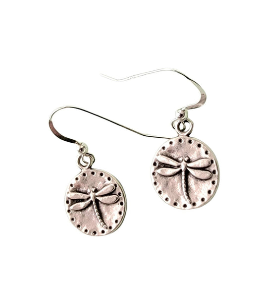 Dragonfly earrings, Minimalist Small Dragon fly earrings. Sterling Silver petite earring