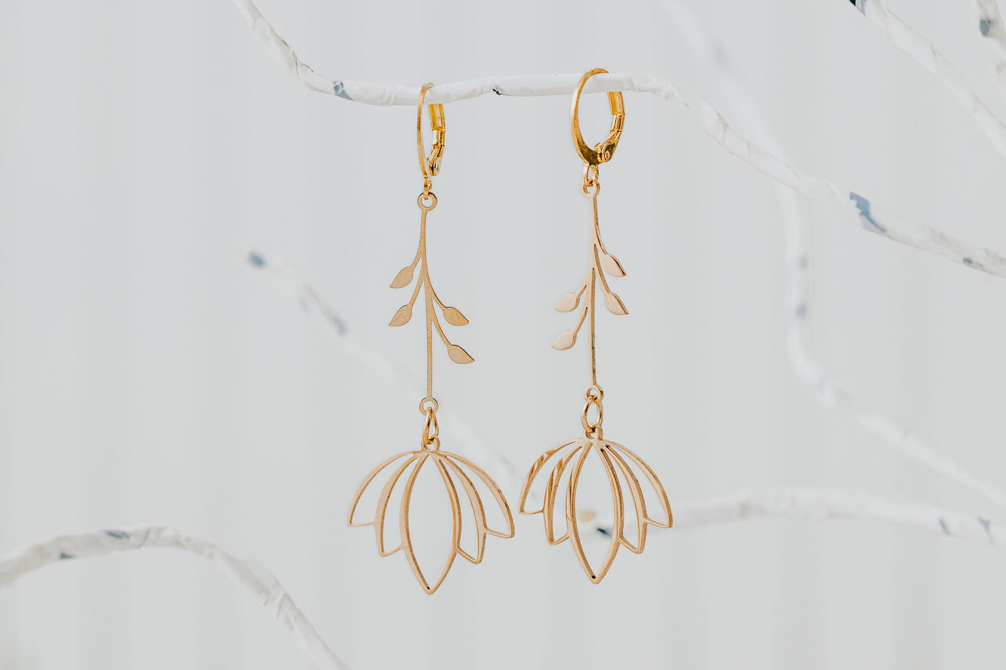 Lotus Flower Earrings: Stainless Steel Yoga Jewelry, Zen Gift