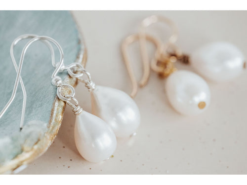 White Pearl tear drop earrings