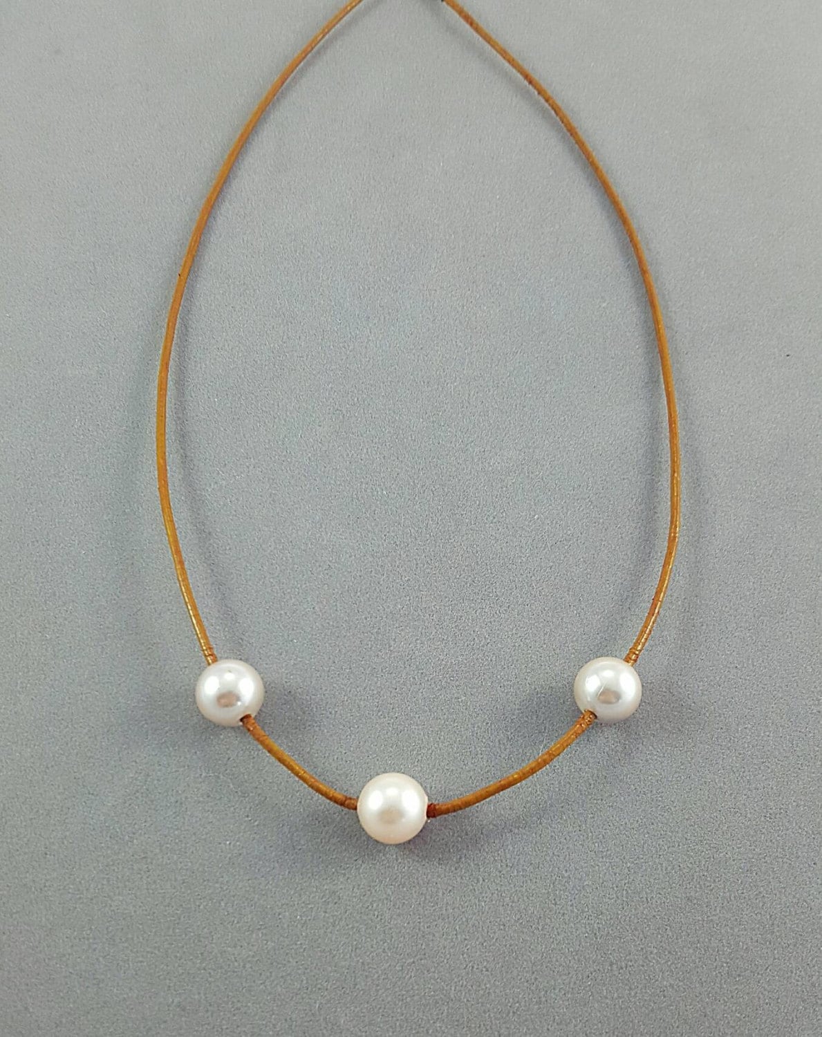 Leather and Pearl choker necklace