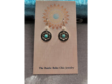 Load image into Gallery viewer, Turquoise blue flower earrings / Vintage style southwest style
