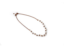 Load image into Gallery viewer, Leather and Pearl Station Necklace
