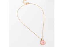 Load image into Gallery viewer, Pink enamel gold moon necklace - The Rustic Boho Chic Jewelry
