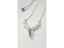 Load image into Gallery viewer, White Pearl necklace, pearls on snake chain, Valentines gift idea for mom
