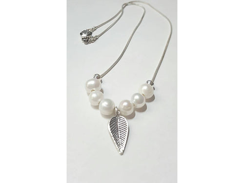 White Pearl necklace, pearls on snake chain, Valentines gift idea for mom