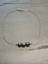 Load image into Gallery viewer, Black pearl dainty anklet, minimalist ankle bracelet,
