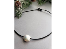 Load image into Gallery viewer, Coin Pearl Leather Necklace, 3rd anniversary gift for wife, Unisex necklace for men and women
