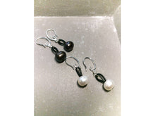 Load image into Gallery viewer, Leather pearl earring, 3rd anniversary gift for woman
