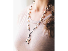 Load image into Gallery viewer, Baroque Pearl Leather Necklace, 3rd Anniversary Gift for Wife, Pearl Statement necklace
