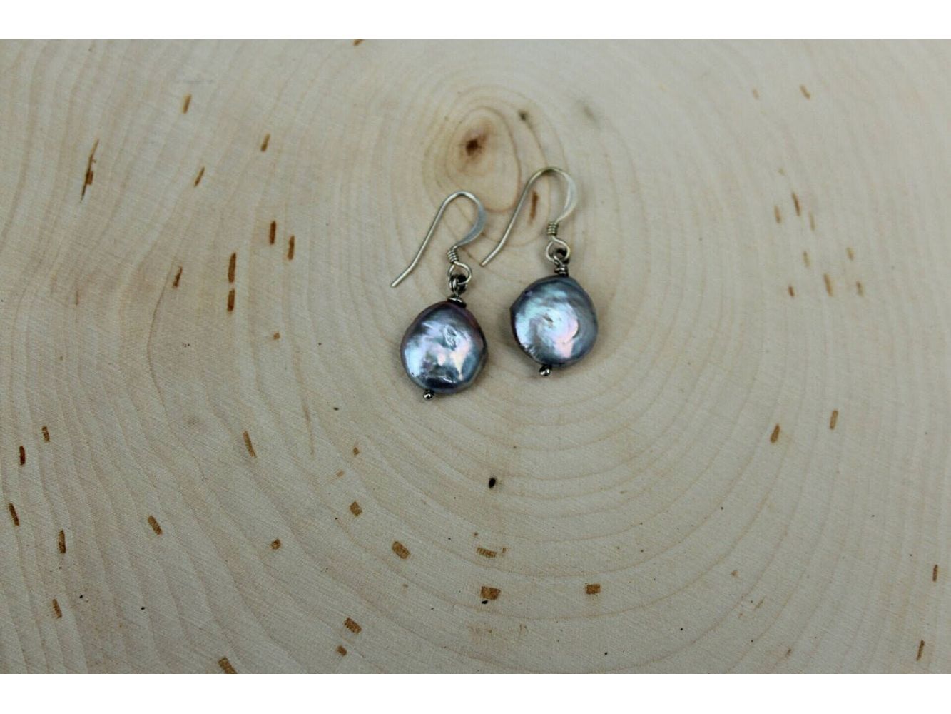 Coin shaped pearl earrings, Mothers day present from son
